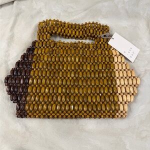 A New Day Wooden Bead Handbag – Lined – NWT – Unique Statement Bag 9x12